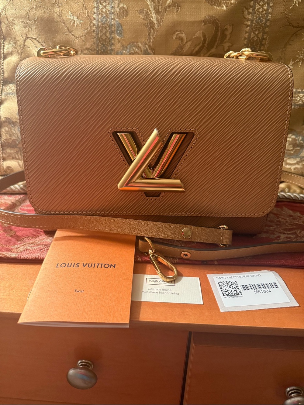 Louis Vuitton Twist MM Crossbody in Tan with Gold Hardware